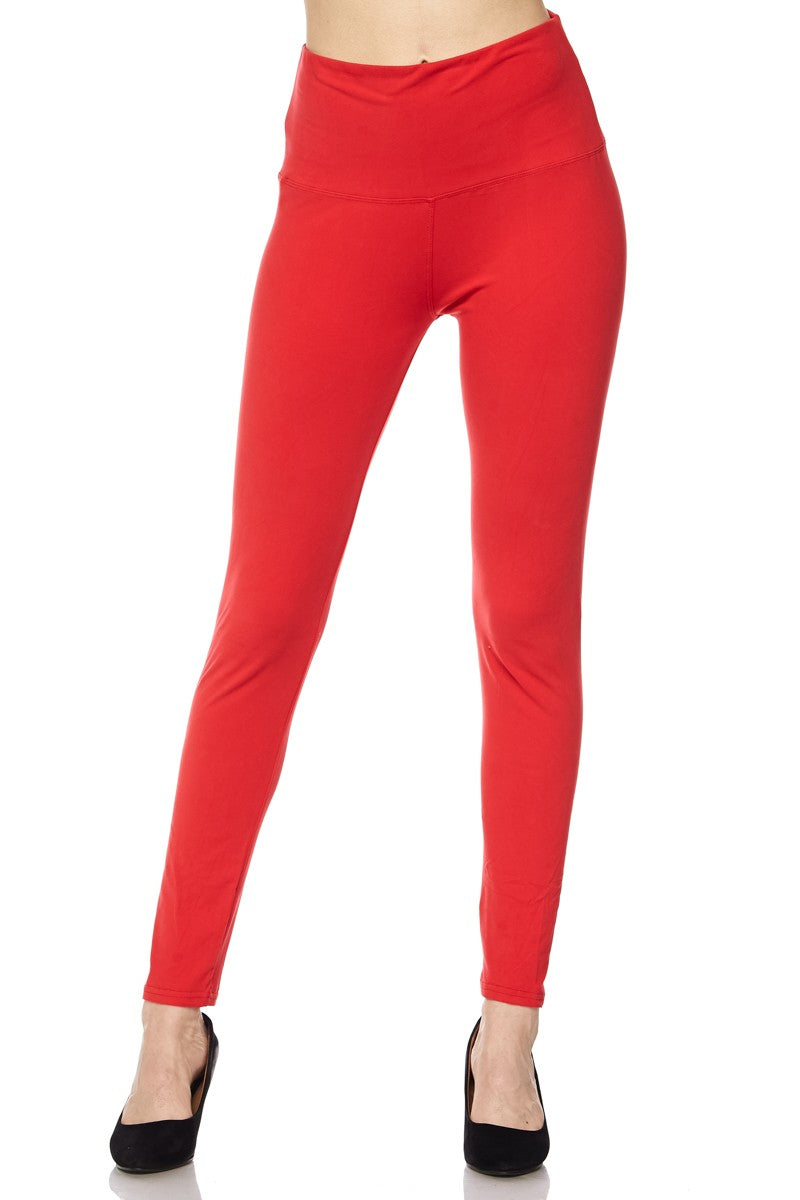 Buttery Soft Full Length Leggings in Red