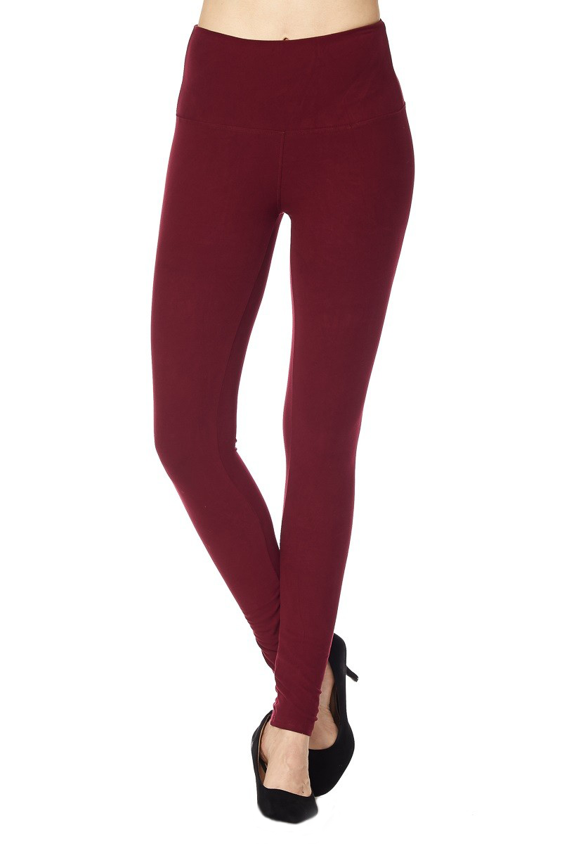 Buttery Soft Full Length Leggings in Maroon