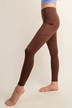 Load image into Gallery viewer, Buttery Soft Full Length Leggings In Java Brown With Side Pockets