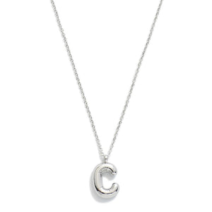 Stainless Steel Dainty Chain Link Necklace Featuring Bubble Balloon Initial Pendant