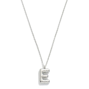 Stainless Steel Dainty Chain Link Necklace Featuring Bubble Balloon Initial Pendant