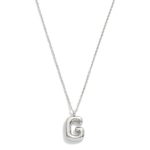 Stainless Steel Dainty Chain Link Necklace Featuring Bubble Balloon Initial Pendant