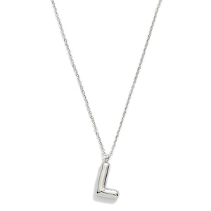 Stainless Steel Dainty Chain Link Necklace Featuring Bubble Balloon Initial Pendant