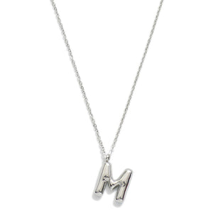 Stainless Steel Dainty Chain Link Necklace Featuring Bubble Balloon Initial Pendant