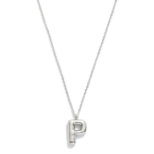 Stainless Steel Dainty Chain Link Necklace Featuring Bubble Balloon Initial Pendant