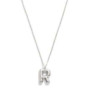 Stainless Steel Dainty Chain Link Necklace Featuring Bubble Balloon Initial Pendant