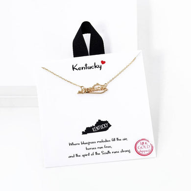 Dainty Chain Link Necklace Featuring Kentucky State Pendant