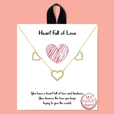 Dainty Chain Link Necklace Featuring Hollow Metal Tone Heart Stations