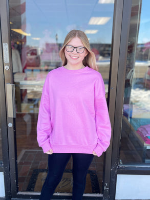 Ladies Pink Cozy Crewneck Pullover