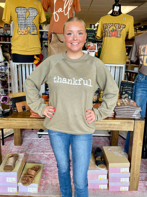 Fall Thankful Bella Soft Unisex Sweatshirt In Olive