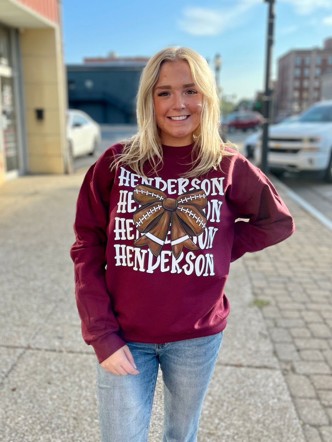 Henderson County Football Bow Soft Unisex Sweatshirt