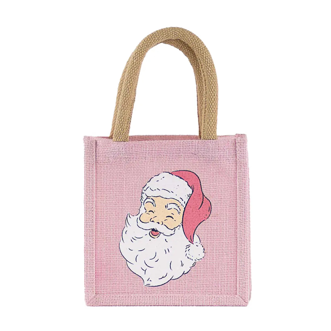 Pink Santa Gift Tote 7x7x5