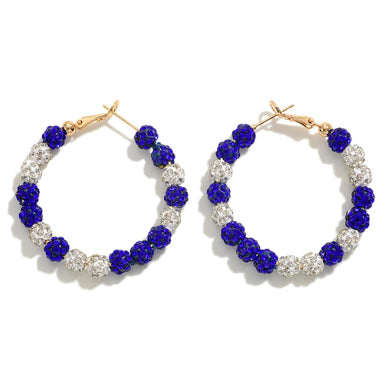 Rhinestone Beaded Game Day Hoop Earrings