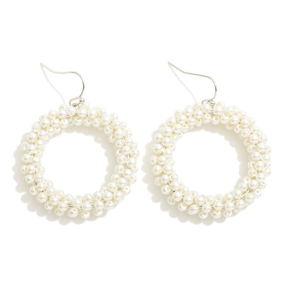 Pearl Wrapped Hoop Drop Earrings