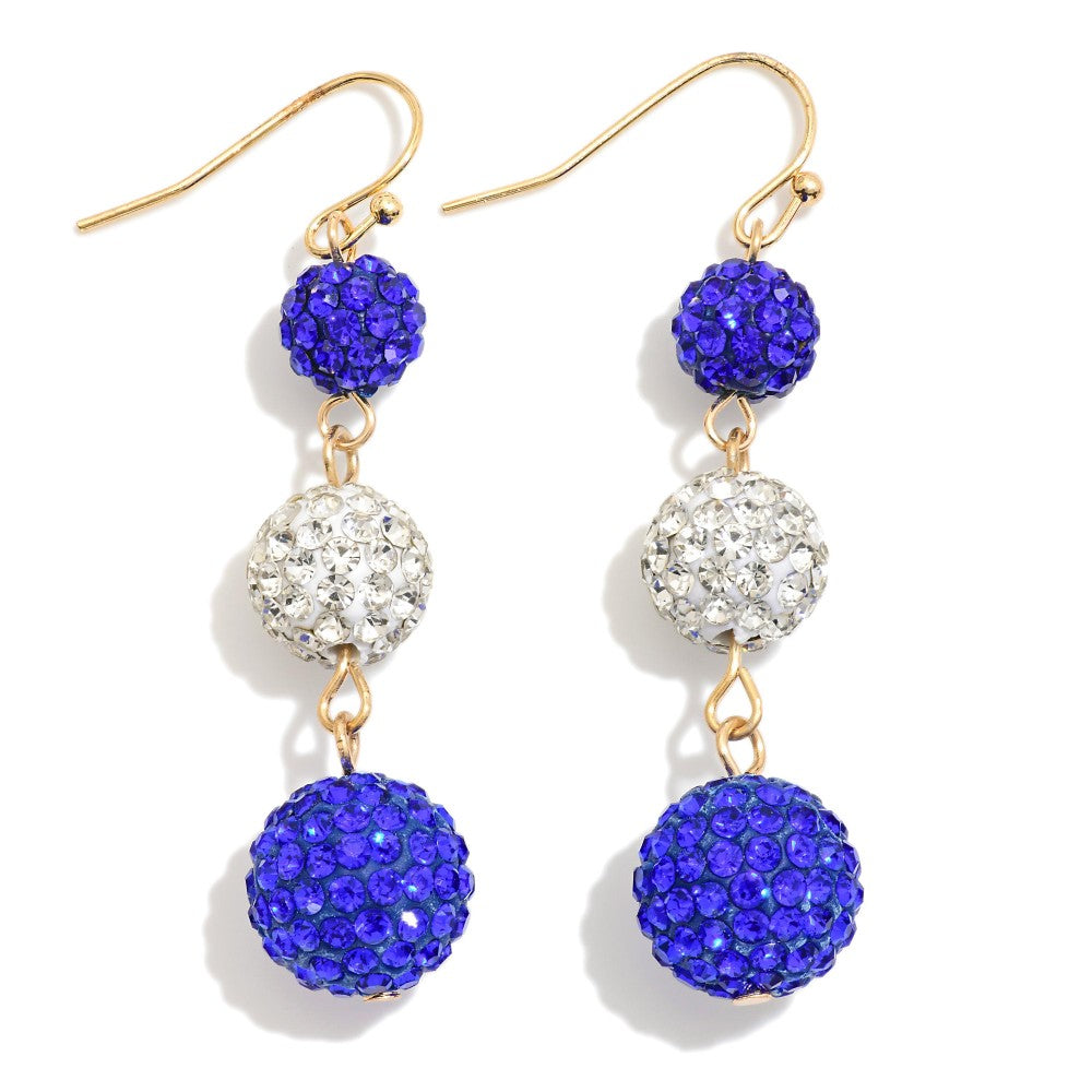 Linked Kentucky Game Day Rhinestone Beaded Drop Earrings