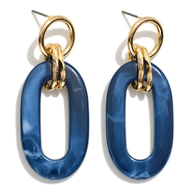 Linked Marbled Acetate Loop Drop Earrings