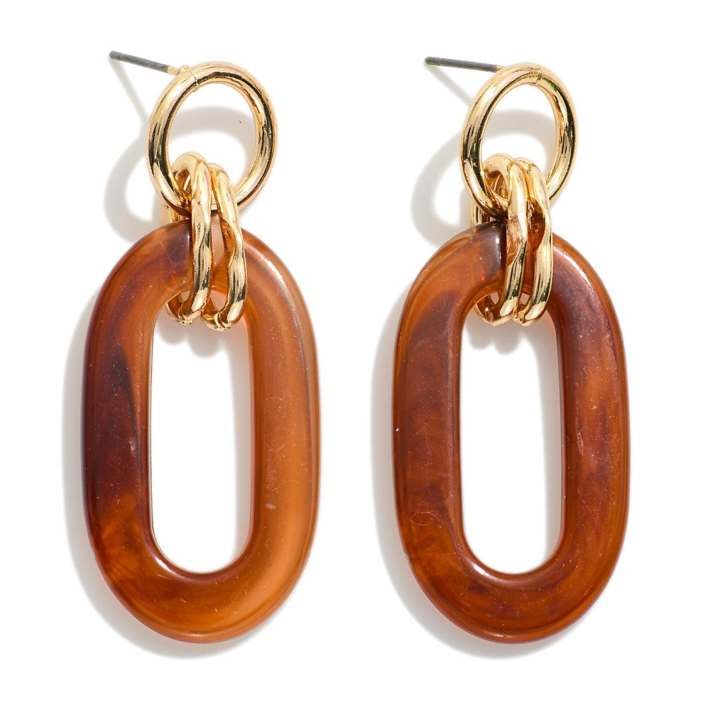 Linked Marbled Acetate Loop Drop Earrings