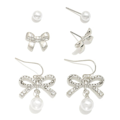 Set of Three Bow Earrings