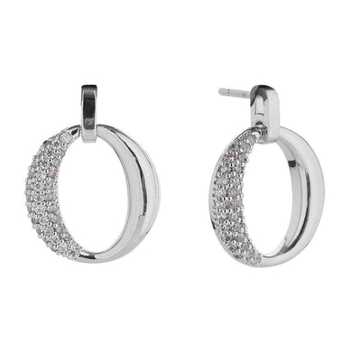 Gold Dipped Linked Hoop Earrings With Cubic Zirconia Detail