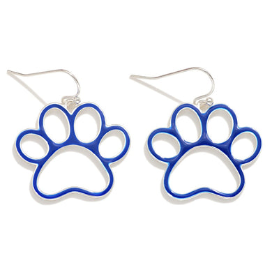 Hollow Enamel Paw Print Drop Earrings