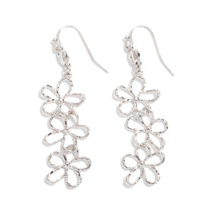 Linked Hollow Metal Flower Drop Earrings