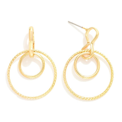 Nesting Metal Tone Hoop Post Drop Earrings