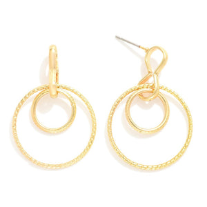 Nesting Metal Tone Hoop Post Drop Earrings