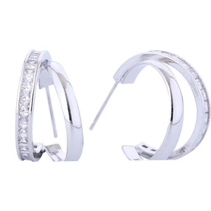 Gold Dipped Layered Hoop Earrings Featuring Cubic Zirconia Details