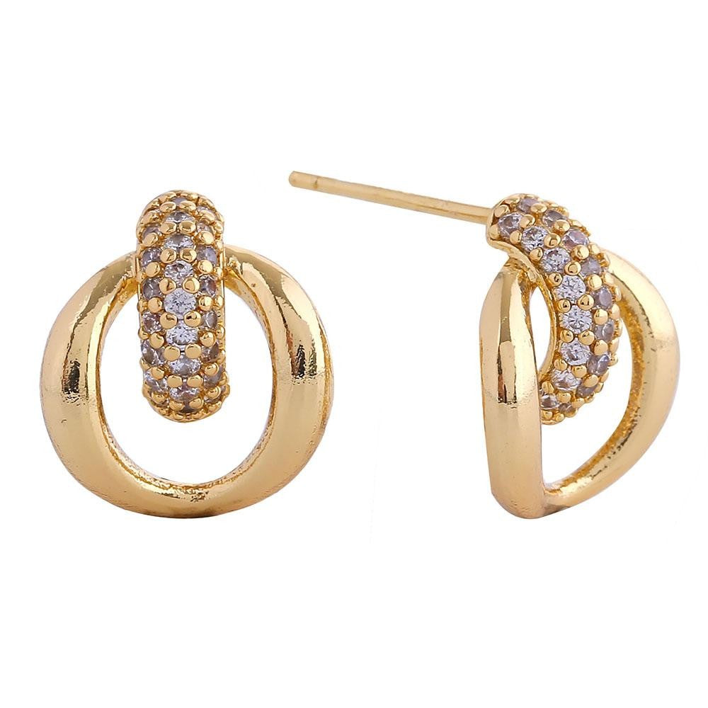 Gold Dipped Cubic Zirconia Door Knocker Drop Earrings