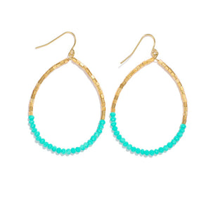 Beaded Teardrop Earrings Featuring Metal Tones & Faceted Beads