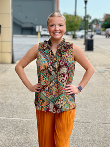 Ladies Fall Paisley Sleeveless Top