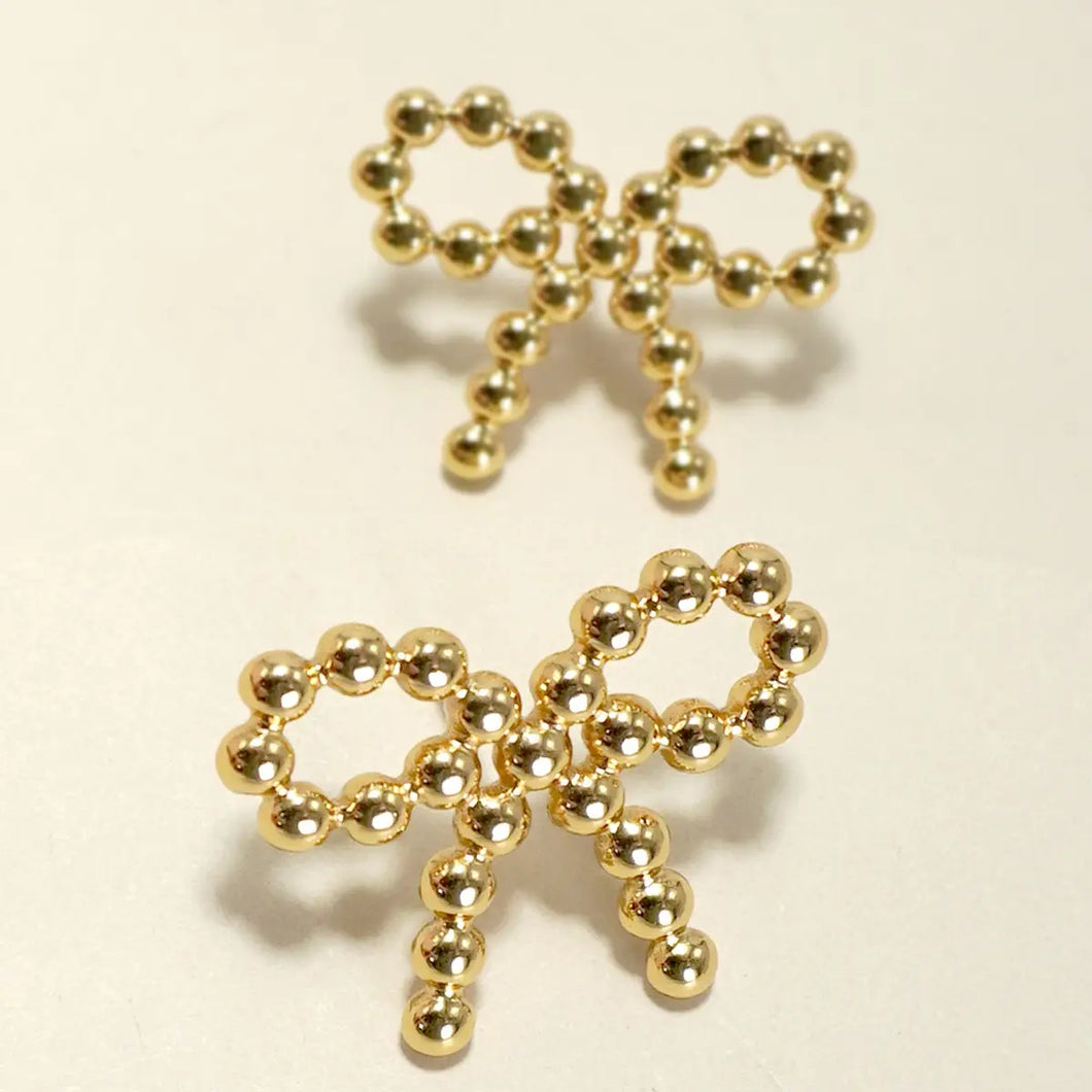 18K Gold Dipped Bow Stud Earrings