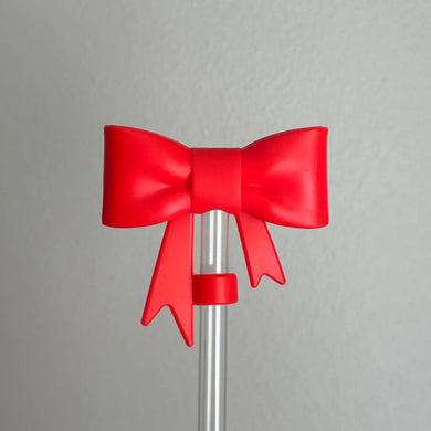 Red Bow Straw Topper