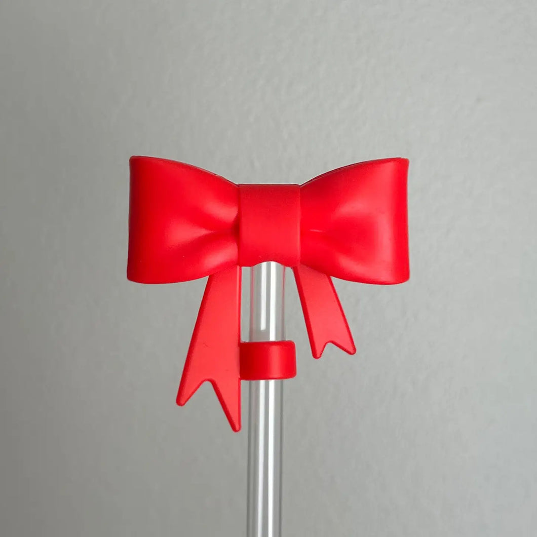 Red Bow Straw Topper