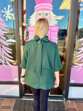 Load image into Gallery viewer, Ladies Bell Sleeve Green Top with Back Bow Tie