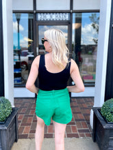 Load image into Gallery viewer, Ladies High Waist Green Shorts With Pockets