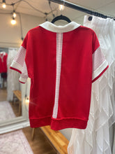 Load image into Gallery viewer, Ladies Cherry Red Collared Top