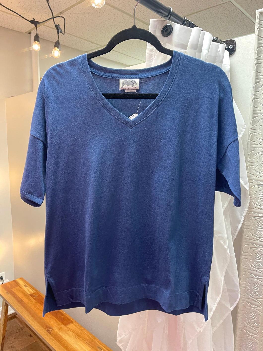 Ladies Navy V-Neck Top