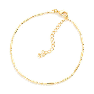 Ball Chain Bracelet With Gold Tone Tube Beads