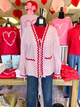 Load image into Gallery viewer, Pink And Red Ribbon Tie Front Jacket