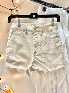 Women's Off White Fray Hem Shorts