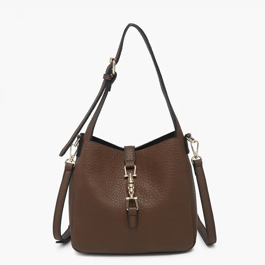 Agnes Satchel With Press Lock & Inner Bag- Chocolate