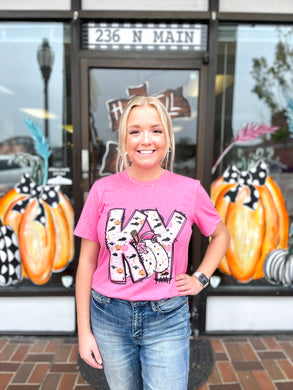 Kentucky Ghost And Pumpkins Pink Unisex Tee