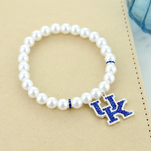 Kentucky Pearl & Crystal Logo Stretch Bracelet