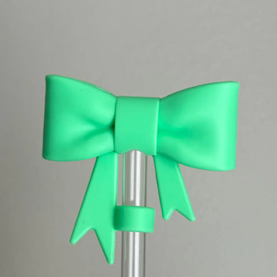 Green Bow Straw Topper