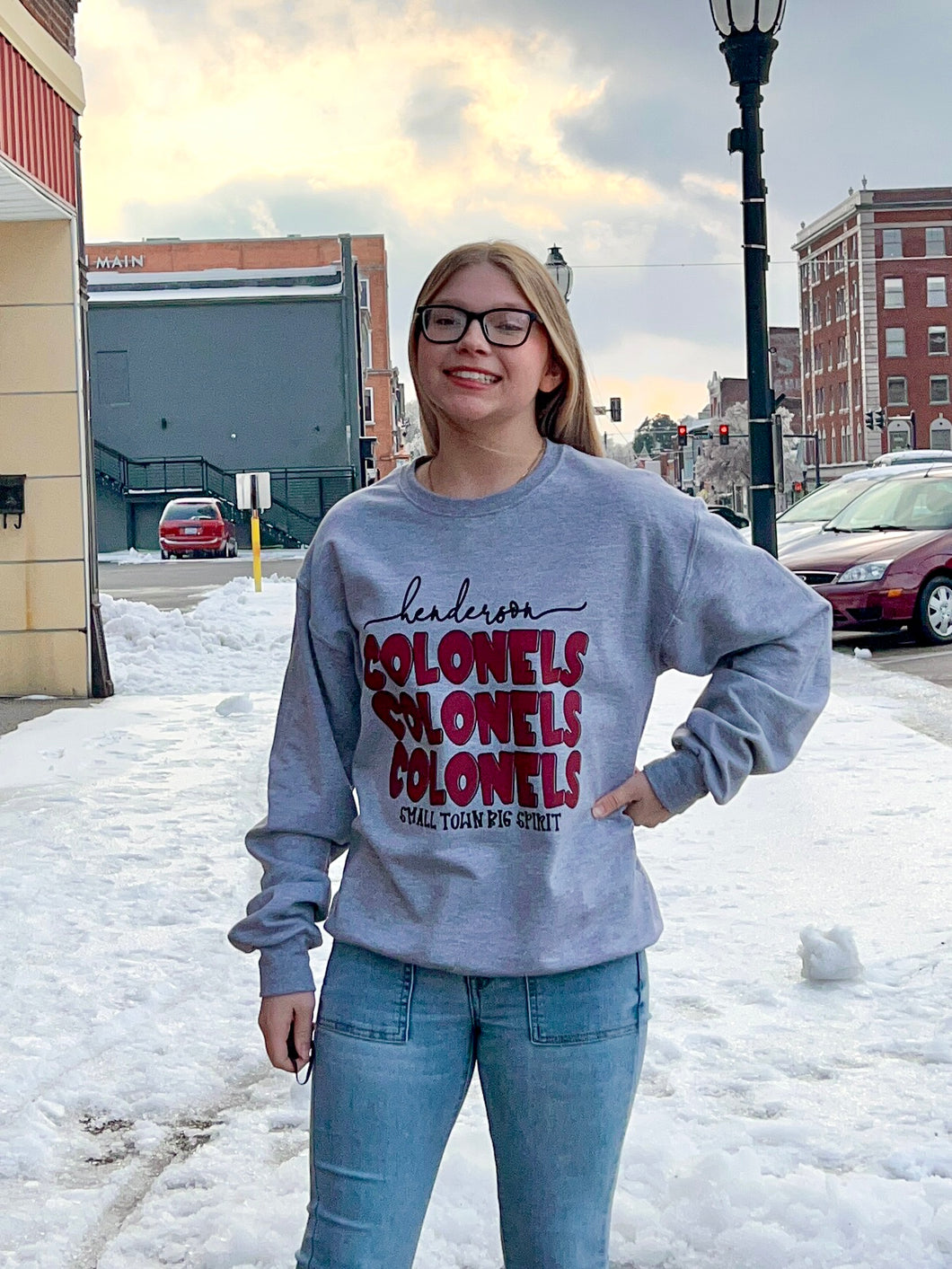 Henderson Colonels Small Town Big Spirit Soft Unisex Gray Sweatshirt