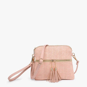 Light Pink & Tan Crossbody Purse