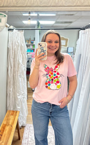 Colorful Dot Bunny Easter Unisex Comfort Colors Tee