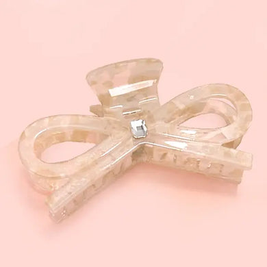 Bow Hair Clip With Rhinestone Detail