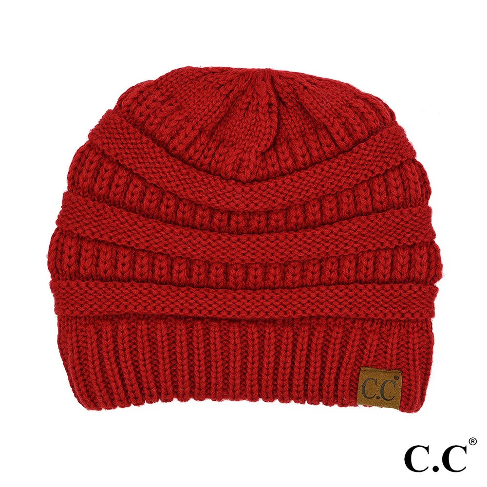 C.C Beanie Ivory Solid Ribbed Beanie